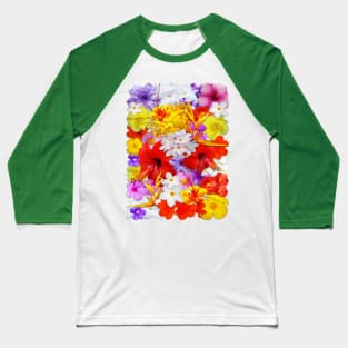 Exotic Flowers Colorful Explosion Baseball T-Shirt